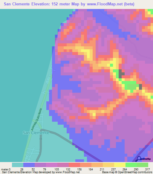 San Clemente,Ecuador Elevation Map