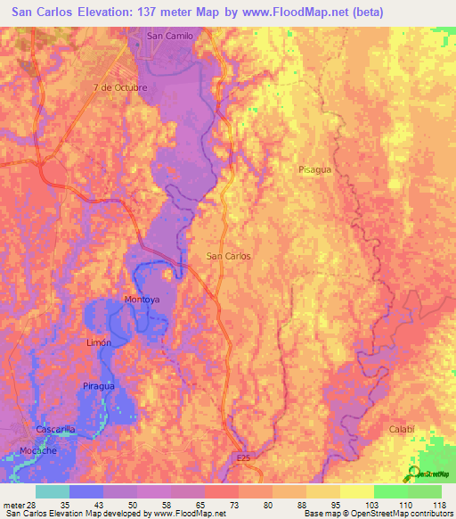 San Carlos,Ecuador Elevation Map