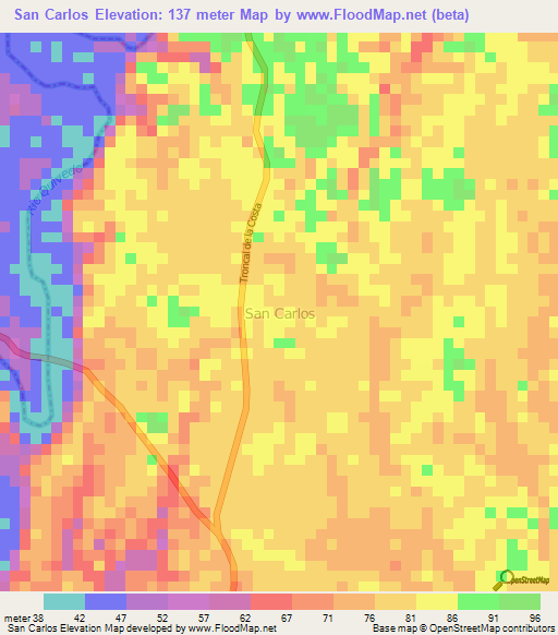 San Carlos,Ecuador Elevation Map