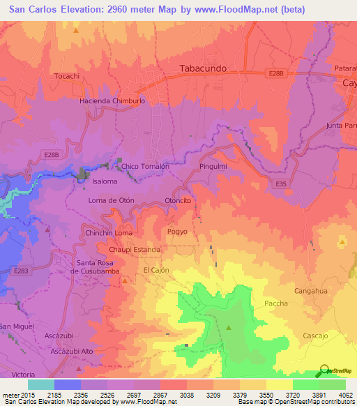 San Carlos,Ecuador Elevation Map