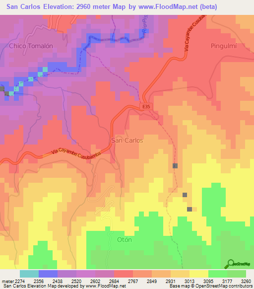 San Carlos,Ecuador Elevation Map