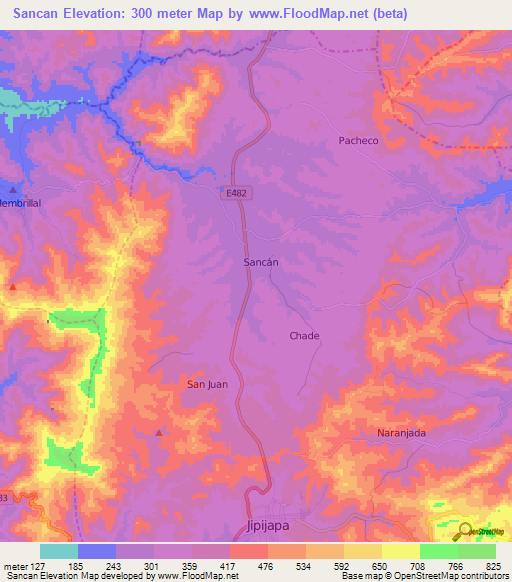 Sancan,Ecuador Elevation Map