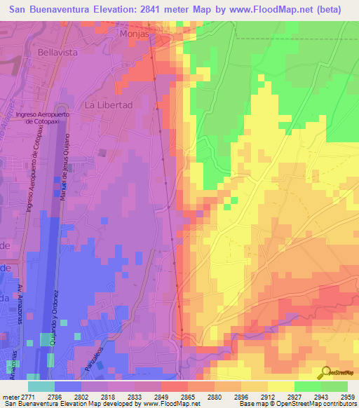 San Buenaventura,Ecuador Elevation Map