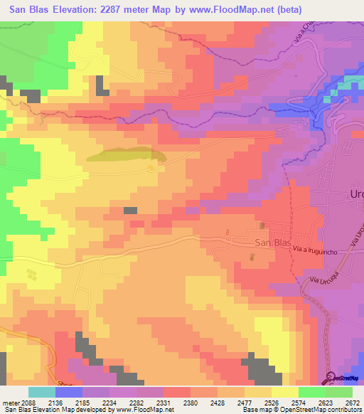 San Blas,Ecuador Elevation Map