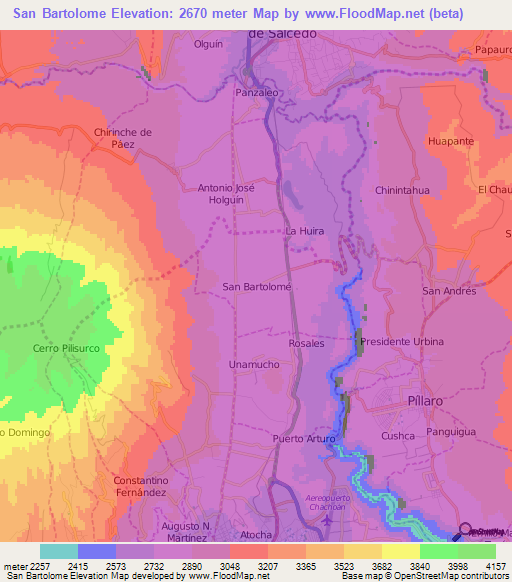 San Bartolome,Ecuador Elevation Map