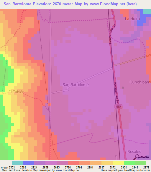 San Bartolome,Ecuador Elevation Map