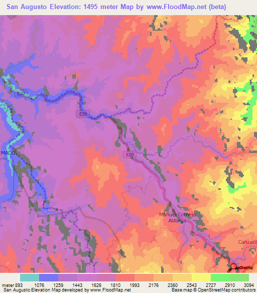 San Augusto,Ecuador Elevation Map