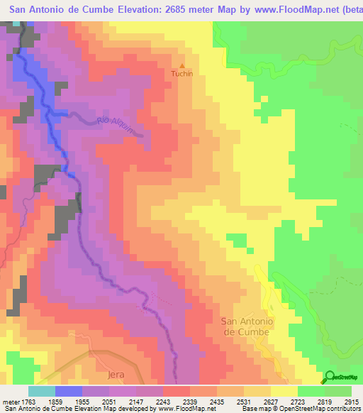 San Antonio de Cumbe,Ecuador Elevation Map