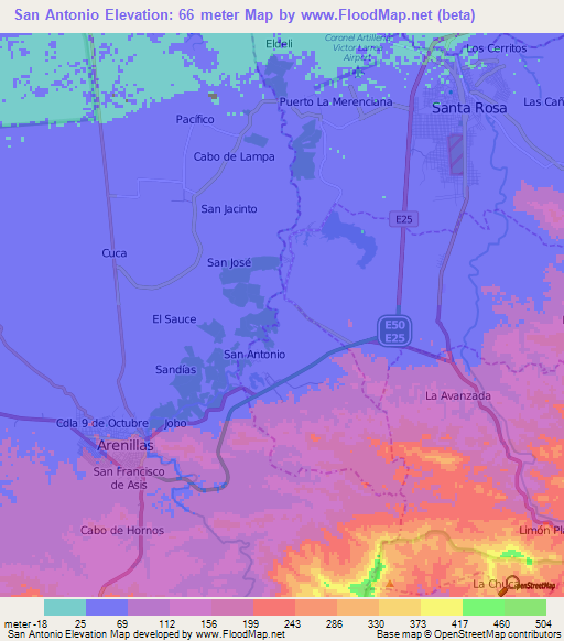 San Antonio,Ecuador Elevation Map