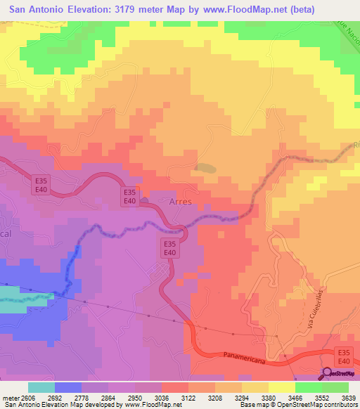 San Antonio,Ecuador Elevation Map