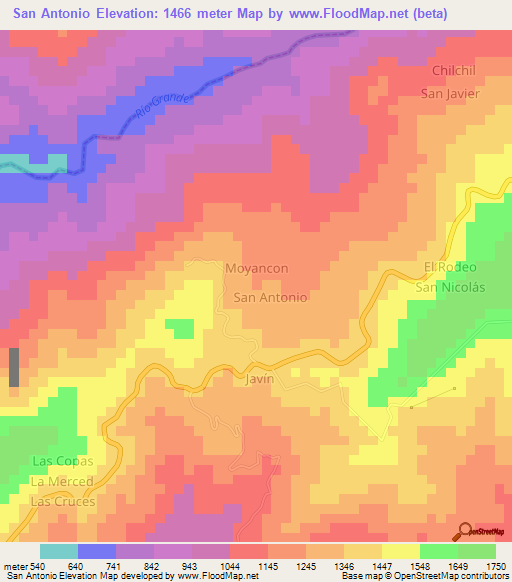 San Antonio,Ecuador Elevation Map