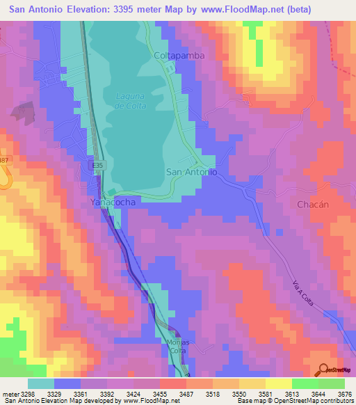 San Antonio,Ecuador Elevation Map