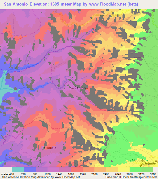 San Antonio,Ecuador Elevation Map