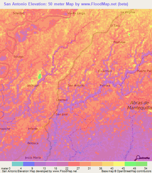 San Antonio,Ecuador Elevation Map