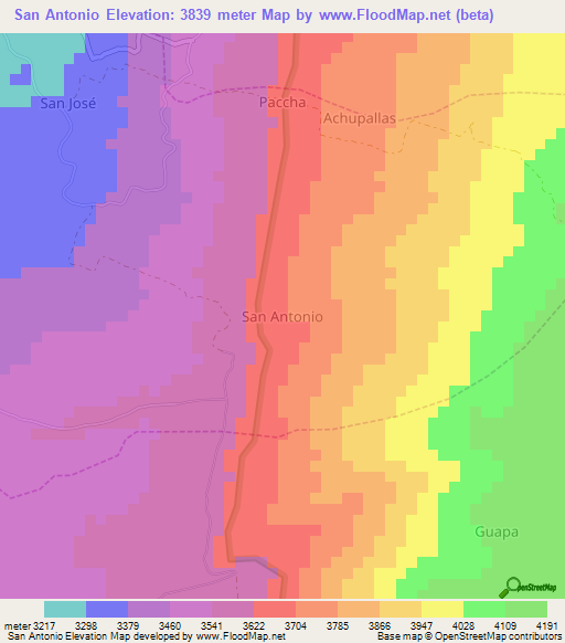 San Antonio,Ecuador Elevation Map