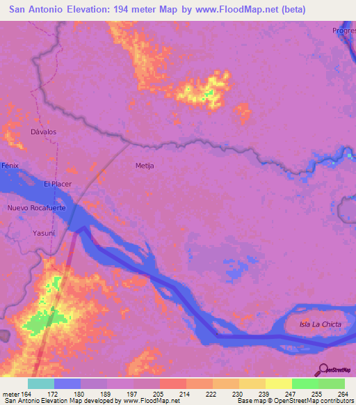 San Antonio,Ecuador Elevation Map