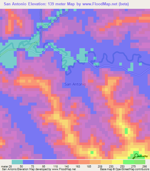 San Antonio,Ecuador Elevation Map