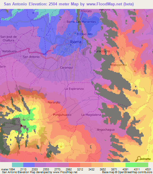 San Antonio,Ecuador Elevation Map