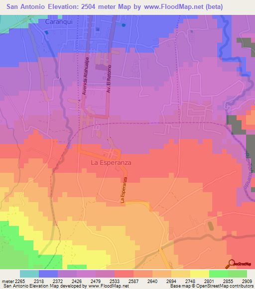 San Antonio,Ecuador Elevation Map