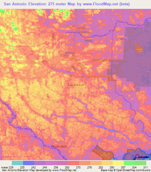 San Antonio,Ecuador Elevation Map