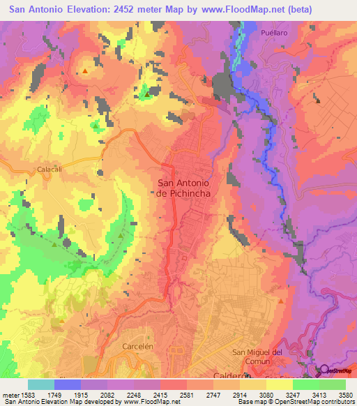 San Antonio,Ecuador Elevation Map