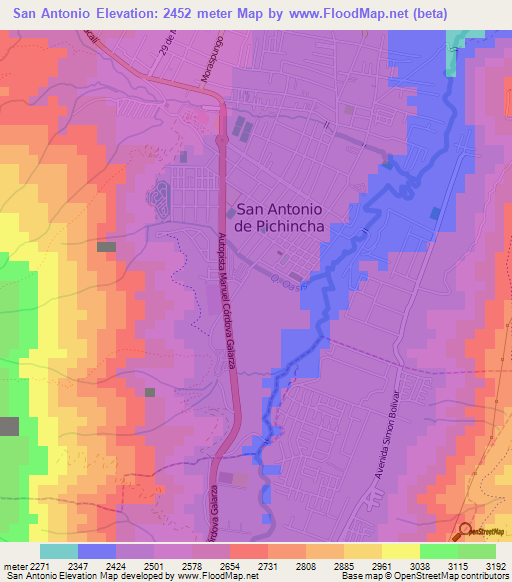 San Antonio,Ecuador Elevation Map