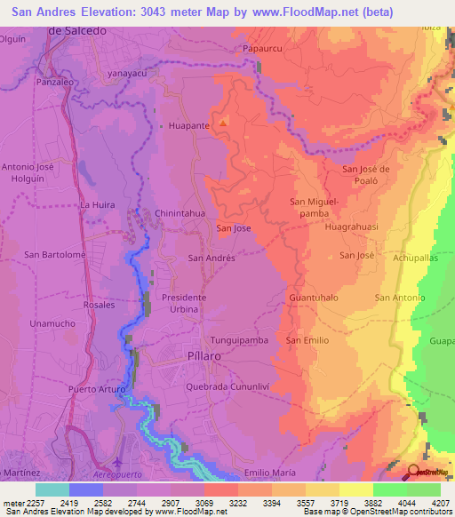 San Andres,Ecuador Elevation Map