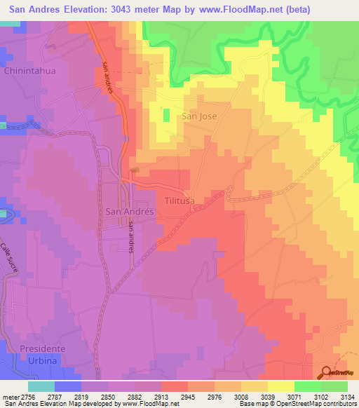 San Andres,Ecuador Elevation Map