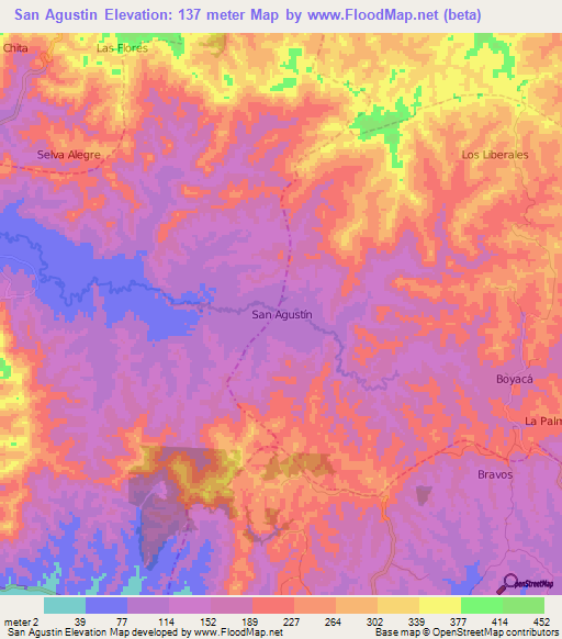 San Agustin,Ecuador Elevation Map