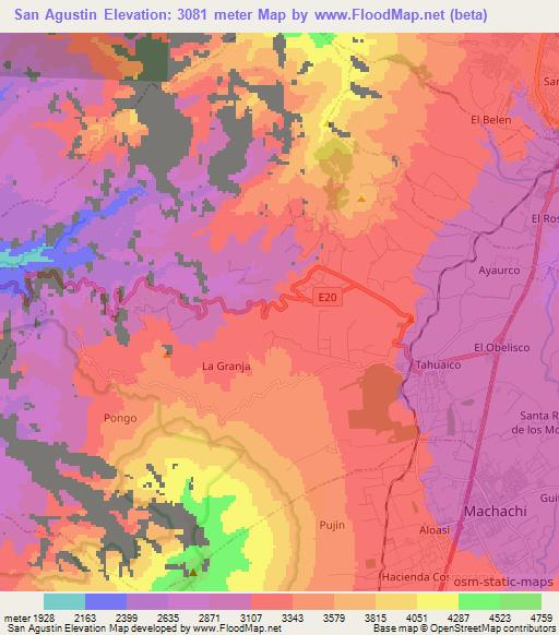 San Agustin,Ecuador Elevation Map