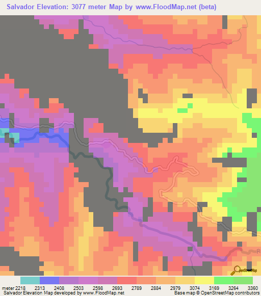 Salvador,Ecuador Elevation Map