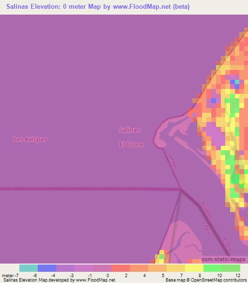 Salinas,Ecuador Elevation Map