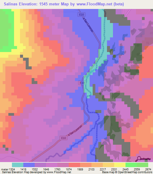 Salinas,Ecuador Elevation Map