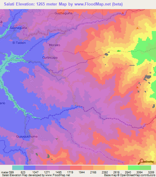 Salati,Ecuador Elevation Map