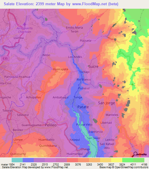 Salate,Ecuador Elevation Map