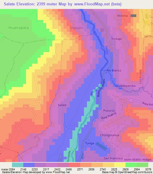 Salate,Ecuador Elevation Map