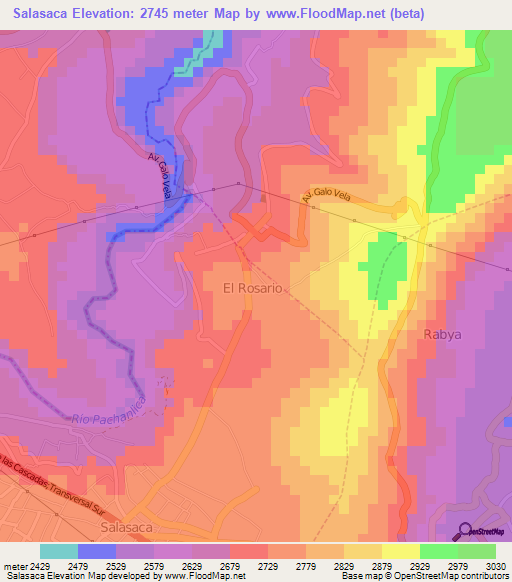 Salasaca,Ecuador Elevation Map