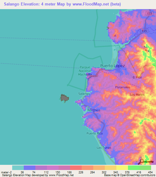 Salango,Ecuador Elevation Map