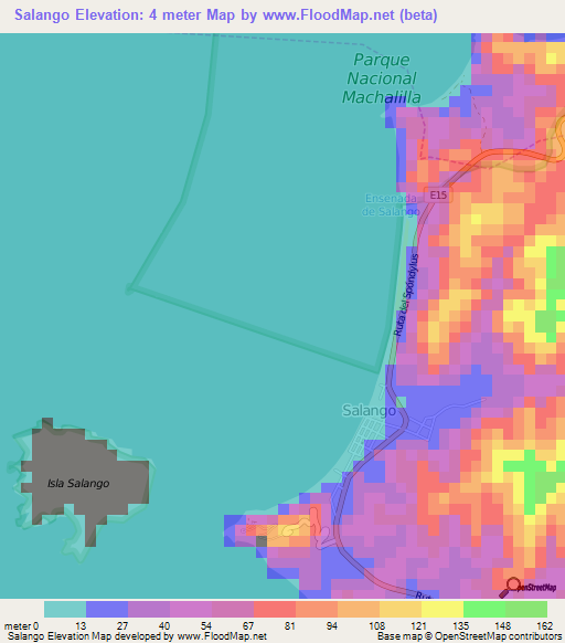 Salango,Ecuador Elevation Map