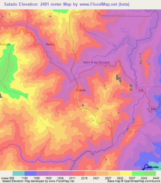 Salado,Ecuador Elevation Map