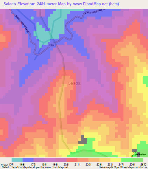 Salado,Ecuador Elevation Map