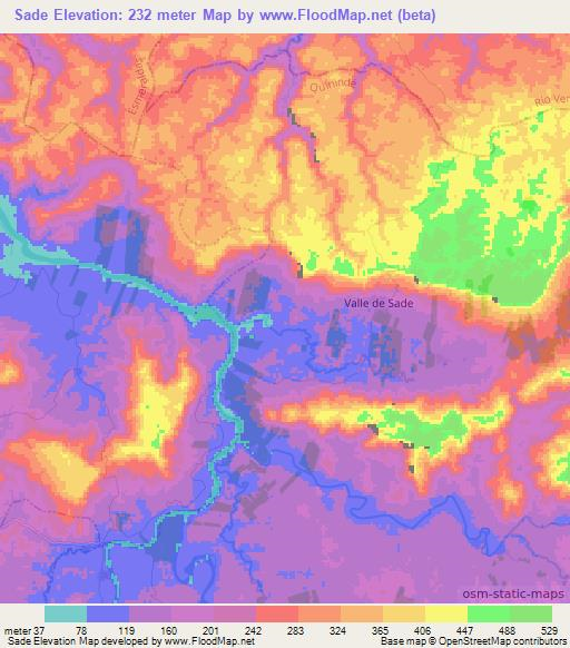 Sade,Ecuador Elevation Map