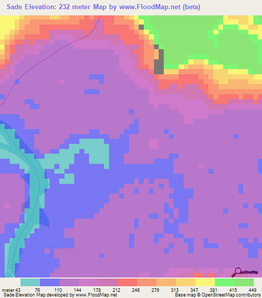 Sade,Ecuador Elevation Map