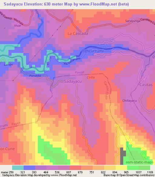 Sadayacu,Ecuador Elevation Map