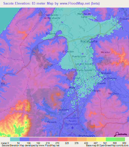 Sacote,Ecuador Elevation Map