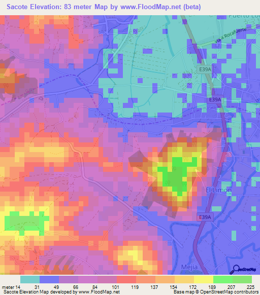 Sacote,Ecuador Elevation Map