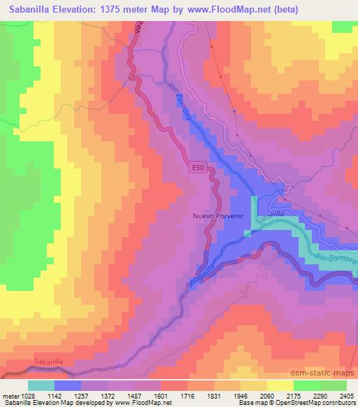 Sabanilla,Ecuador Elevation Map