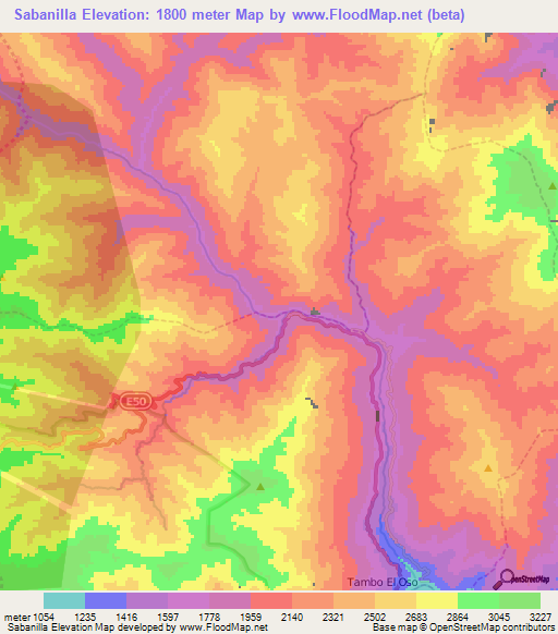 Sabanilla,Ecuador Elevation Map