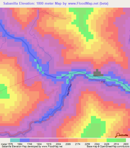 Sabanilla,Ecuador Elevation Map