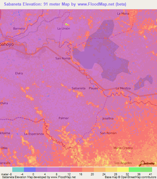 Sabaneta,Ecuador Elevation Map